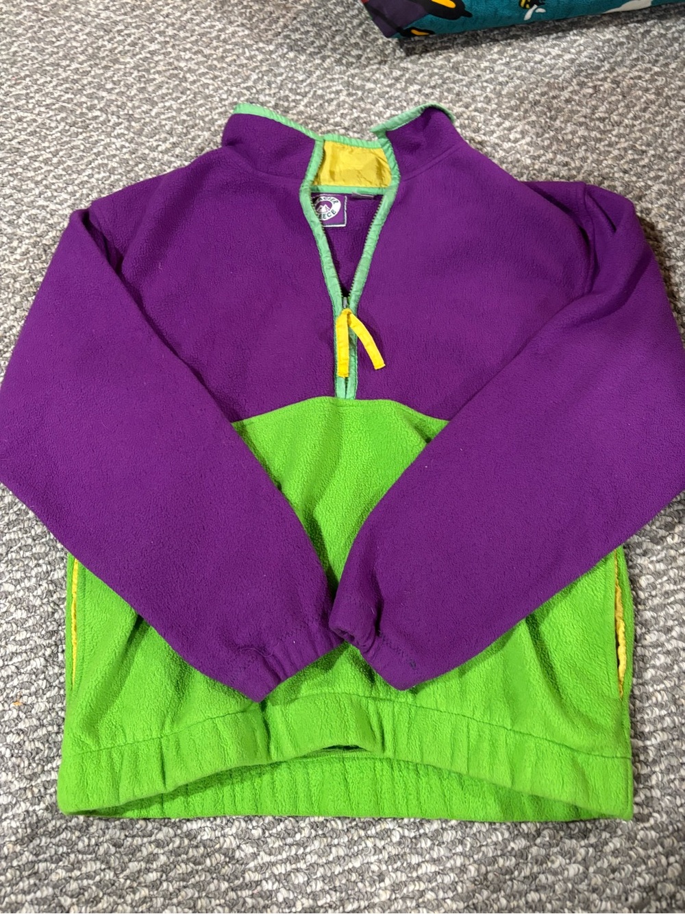 Vintage 90s Glacier Fleece Purple and Lime Green Colorblock Pullover